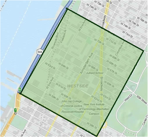 Upper West Side map